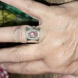 New Sterling Silver Pink Tourmaline wrap ring Size 7